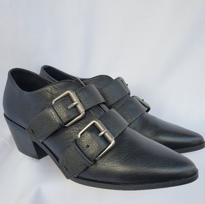 Splendid Carla Black Leather Buckle Booties Sz 7